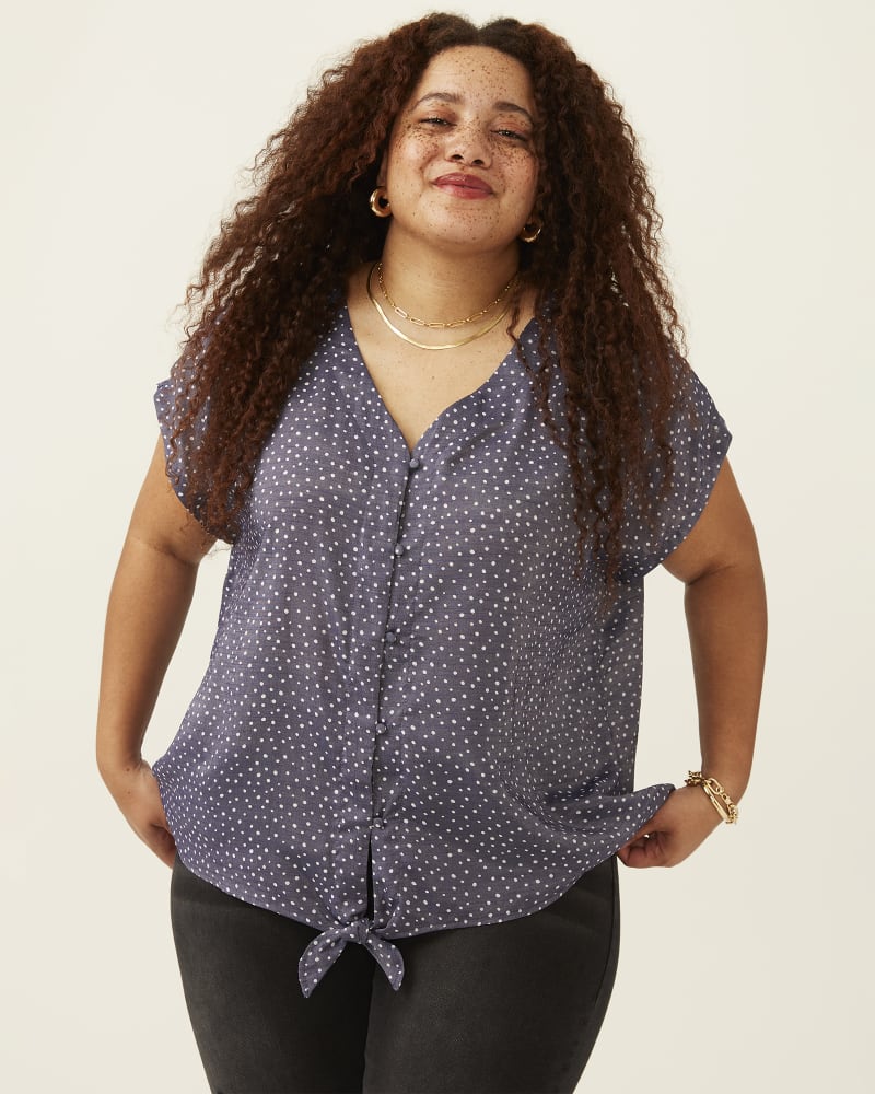 Front of plus size Lucile Button Loop Tie Front Top by Hiatus | Dia&Co | dia_product_style_image_id:194031